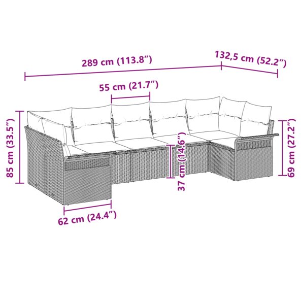 3345508_11.jpg vidaXL Súprava 7 kusov záhradných pohoviek s vankúšmi hnedá poly ratan – Obrázok 11