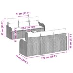 vidaXL 7-dielna súprava záhradného gauča s vankúšmi, Svetlosivá, Polyratan – Obrázok 8