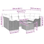 vidaXL 7-dielna záhradná súprava s vankúšmi - Béžový poly ratan – Obrázok 9
