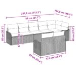 vidaXL 8-dielny záhradný pohovkový set s vankúšmi Čierna Poly Ratan – Obrázok 8