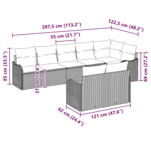 3345747_8.jpg vidaXL 8-dielny záhradný pohovkový set s vankúšmi Čierna Poly Ratan – Obrázok 8