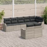 vidaXL 8-dielna súprava záhradných pohoviek s vankúšmi Svetlosivá Poly Ratan – Obrázok 3