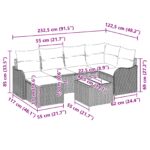 vidaXL 6-dielna záhradná pohovka so vankúšmi Hnedý Poly ratan – Obrázok 10
