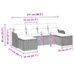 vidaXL 6-dielny záhradný pohovkový set s vankúšmi Hnedý Poly Ratan – Obrázok 8