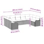 vidaXL 9-dielna súprava záhradných pohoviek s vankúšmi šedá poly ratan – Obrázok 8