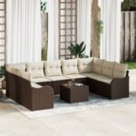 vidaXL 9-dielna záhradná pohovka so vankúšmi šedý poly ratan