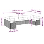 vidaXL 10-dielny záhradný pohovkový set s vankúšmi čierny polyratan – Obrázok 8