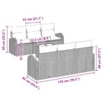 vidaXL 7 dielna súprava záhradného gauča s vankúšmi čierna poly ratan – Obrázok 11