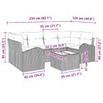 vidaXL 7-dielny záhradný sedací set s vankúšmi Béžový Polyratan – Obrázok 9