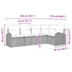 vidaXL 5 kusová záhradná pohovka s vankúšmi svetlosivá poly ratan – Obrázok 8