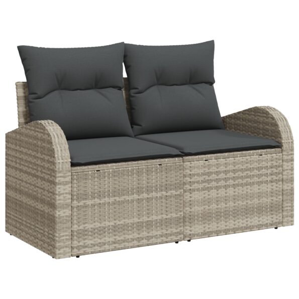 3346052_7.jpg vidaXL 6-dielny záhradný pohovkový set s vankúšmi v šedej farbe Poly ratan – Obrázok 7