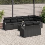 vidaXL 9-dielny záhradný pohovkový set s vankúšmi béžový poly ratan – Obrázok 3