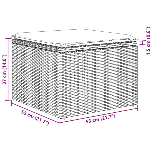vidaXL 7-dielna záhradná pohovka so vankúšmi šedý poly ratan – Obrázok 13