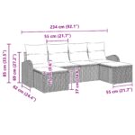 vidaXL 6-dielny záhradný pohovkový set s vankúšmi Svetlosivý poly ratan – Obrázok 11