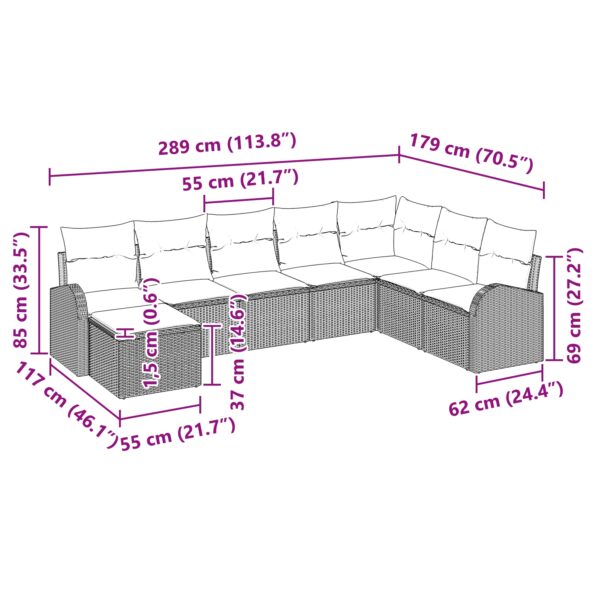 3346159_9.jpg vidaXL 8-dielna záhradná pohovka s vankúšmi šedá poly ratan – Obrázok 9