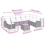 vidaXL 9-dielna záhradná sedacia súprava s vankúšmi šedá z poly ratanu – Obrázok 10