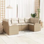 vidaXL 6-dielna záhradná pohovka so vankúšmi béžová poly ratan