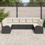 vidaXL 9 dielna záhradná pohovka s vankúšmi čierna poly ratan – Obrázok 3