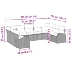 vidaXL 9-dielna súprava záhradných pohoviek s vankúšmi hnedá poly ratan – Obrázok 11