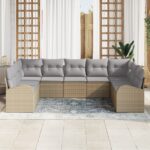 vidaXL 9-dielna záhradná pohovka s vankúšmi béžová poly ratan – Obrázok 3