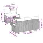 vidaXL 6-dielna záhradná súprava sedačiek s vankúšmi Sivá Polyratan – Obrázok 7