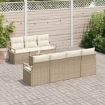 vidaXL 8-dielny záhradný set s vankúšmi béžový poly ratan – Obrázok 3