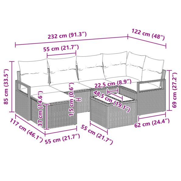 3346462_10.jpg vidaXL 7-dielna záhradná súprava s vankúšmi šedý poly ratan – Obrázok 10