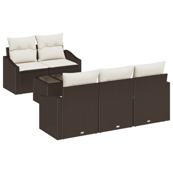3346598_2.jpg vidaXL 6-dielny záhradný pohovkový set s vankúšmi Hnedý Polyratan – Obrázok 2