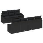 vidaXL 8-dielny záhradný pohovkový set s vankúšmi čierny poly ratan – Obrázok 2