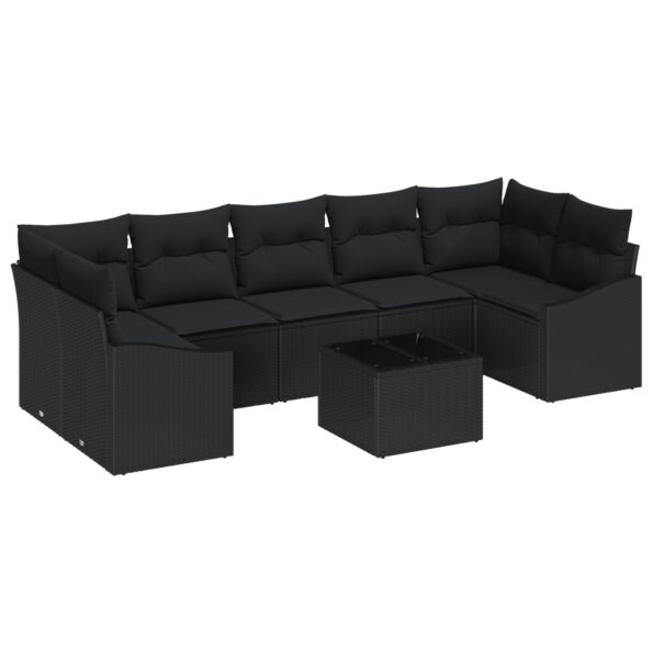 3346643_2.jpg vidaXL 8-dielny záhradný pohovkový set s vankúšmi čierny poly ratan – Obrázok 2