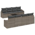 vidaXL 9-dielna záhradná súprava gaučov s poťahmi, sivá, polyratan – Obrázok 2