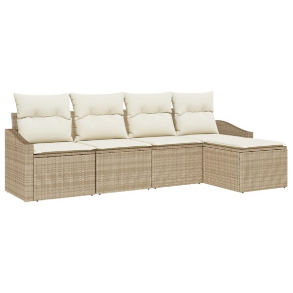 vidaXL 5-dielna záhradná pohovka s vankúšmi Béžová Poly ratan – Obrázok 2