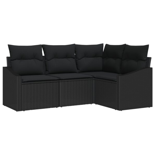 3346703_2.jpg vidaXL Záhradná pohovka súprava Sada 4 Čierna Ratan, Polyester, Oceľ – Obrázok 2