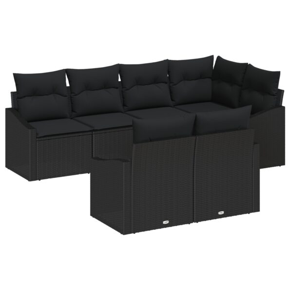 3346763_2.jpg vidaXL 7-kusový záhradný pohovkový set s vankúšmi čierny poly ratan – Obrázok 2