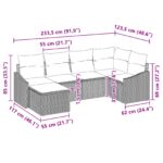 vidaXL Súprava záhradných pohoviek s vankúšmi svetlo šedá polyratan – Obrázok 9