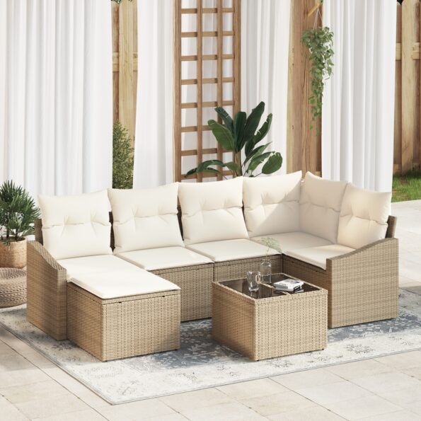 3346801_1.jpg vidaXL 7 kusový záhradný set pohoviek s vankúšmi v hnedej farbe z poly ratanu – Obrázok 1