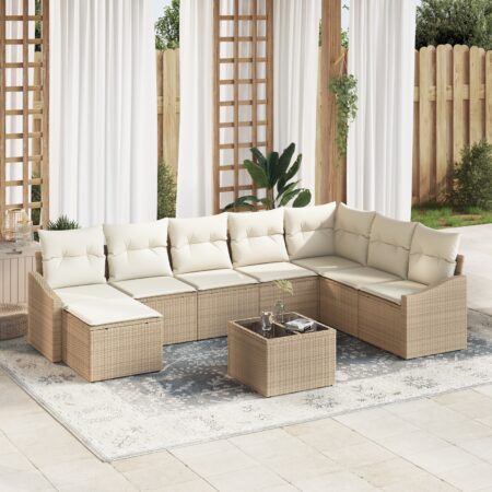 vidaXL 9-dielny Záhradný Sofa Set s vankúšmi hnedý poly ratan