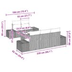 vidaXL 6-dielny záhradný pohovkový set s vankúšmi hnedý poly ratan – Obrázok 8