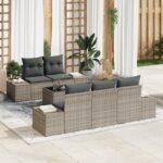 vidaXL Súprava záhradného sofa s vankúšmi sivý polyratan