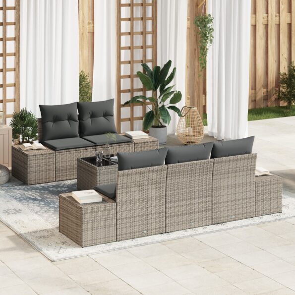 3346939_1.jpg vidaXL Súprava záhradného sofa s vankúšmi sivý polyratan – Obrázok 1