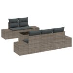vidaXL Súprava záhradného sofa s vankúšmi sivý polyratan – Obrázok 2