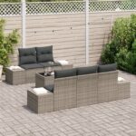 vidaXL Súprava záhradného sofa s vankúšmi sivý polyratan – Obrázok 3