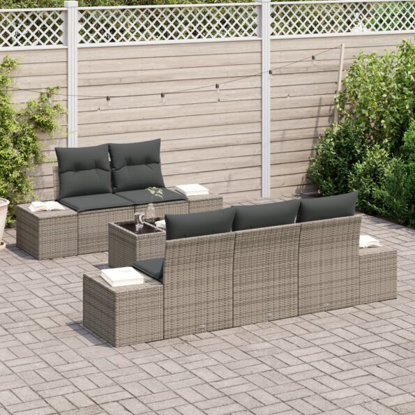 3346939_3.jpg vidaXL Súprava záhradného sofa s vankúšmi sivý polyratan – Obrázok 3