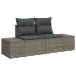 vidaXL Súprava záhradného sofa s vankúšmi sivý polyratan – Obrázok 4