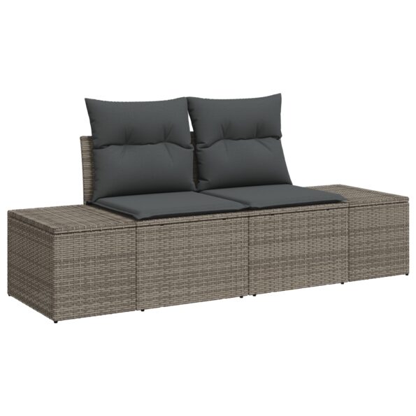 3346939_4.jpg vidaXL Súprava záhradného sofa s vankúšmi sivý polyratan – Obrázok 4
