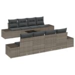 vidaXL 9-dielny záhradný gaučový set s vankúšmi sivý polyratan – Obrázok 2