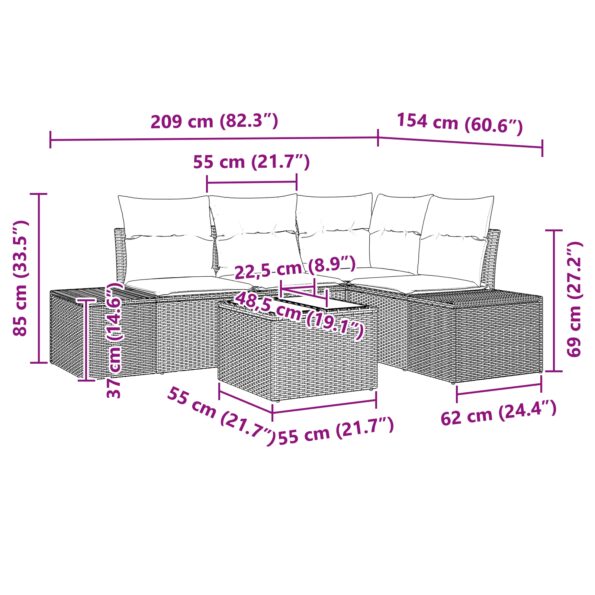 3347048_9.jpg vidaXL 4-dielna záhradná pohovka set s vankúšmi Šedá poly ratan – Obrázok 9