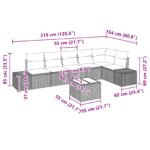 vidaXL 7-dielny záhradný pohovkový set s vankúšmi šedý Poly ratan – Obrázok 9
