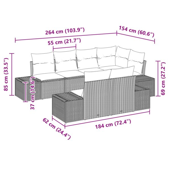 3347101_8.jpg vidaXL 7-dielna súprava záhradných pohoviek s vankúšmi Béžový Poly Ratan – Obrázok 8