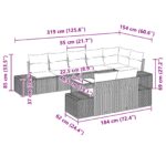vidaXL 8-kusový záhradný pohovkový set s vankúšmi Hnedý polyratan – Obrázok 9